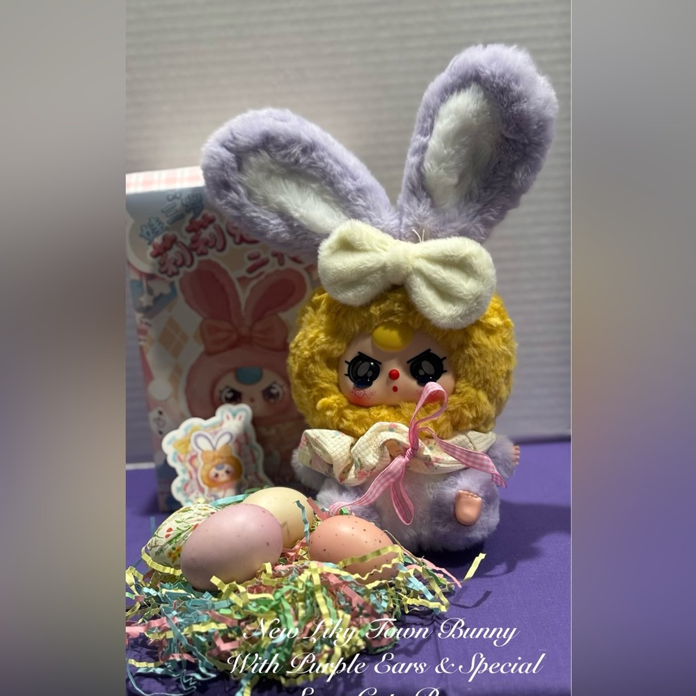 Baby Three Bunny Doll with Purple Ears and Yellow Face & Special Eyes Licensed
